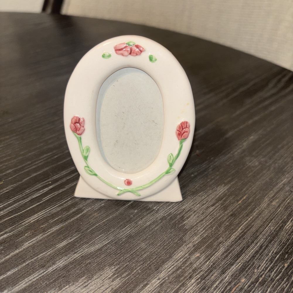 Vintage‎ Romantic Oval Porcelain Pink Rose Fits 2x3 Photos